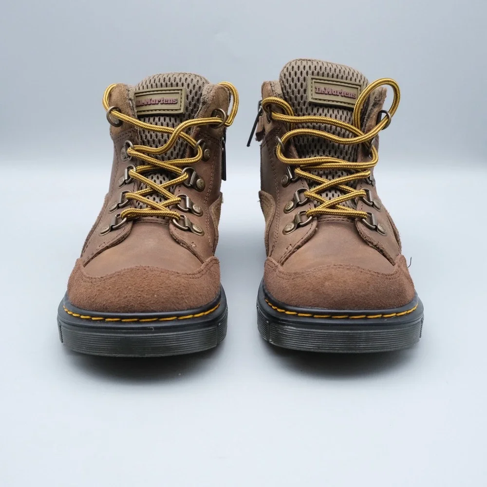 Dr Martens Raffe Panel Boot J Kids Brown Leather Suede Hiking Style Size 3 US